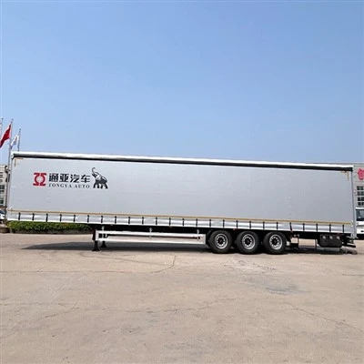 TONGYA 3 Axle 40 Ton Van Truck الستارة الجانبية المفتوحة نصف مقطورة